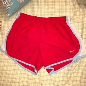 Red and light blue nike short!